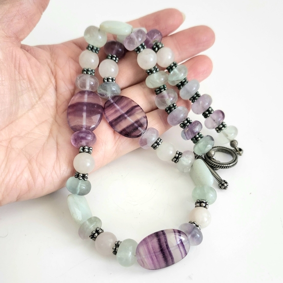 VTG natural Fluorite gemstone handmade necklace 19" - Picture 11 of 14